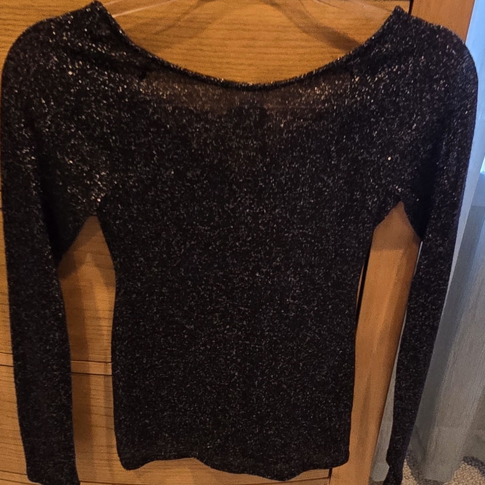 NWOT Express Shimmering Black Knit Top, XS